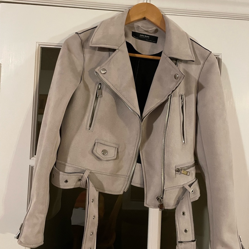 Zara faux suede motorcycle jacket